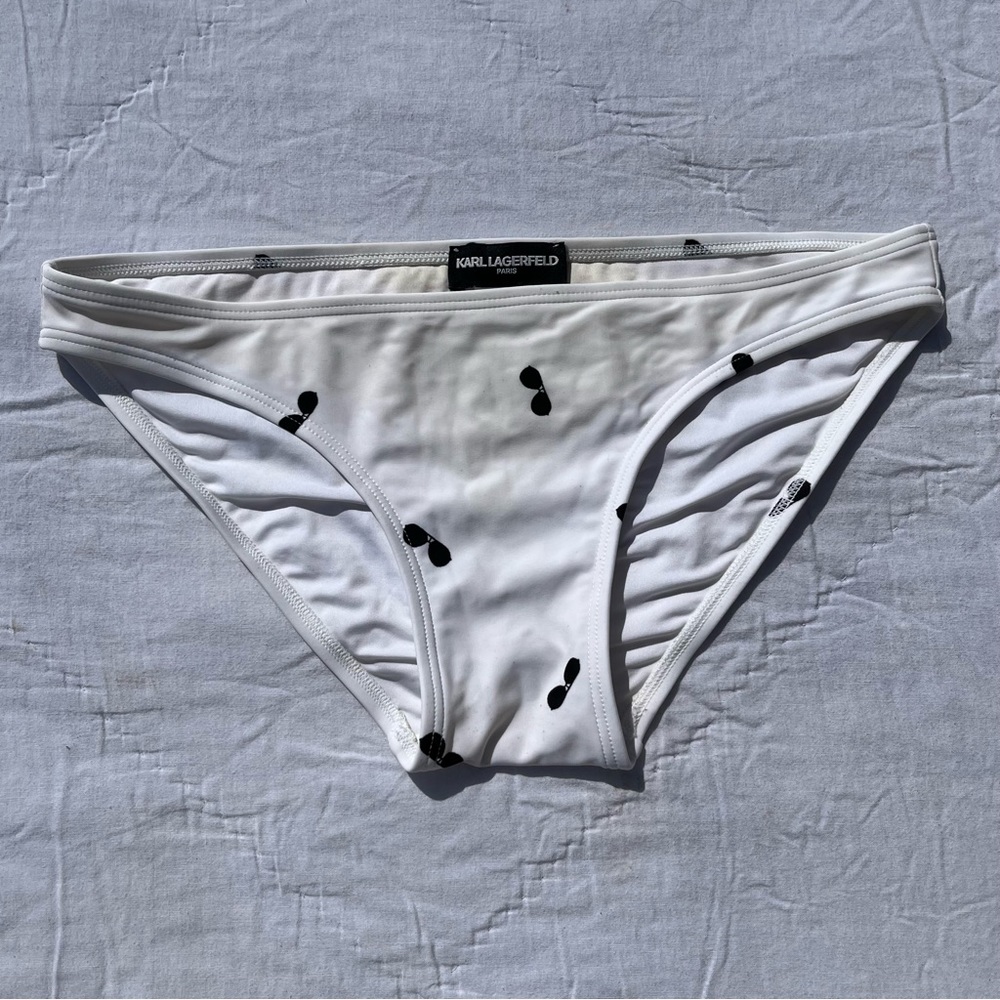 Karl Lagerfeld white sunglasses print hipster bikini bottoms